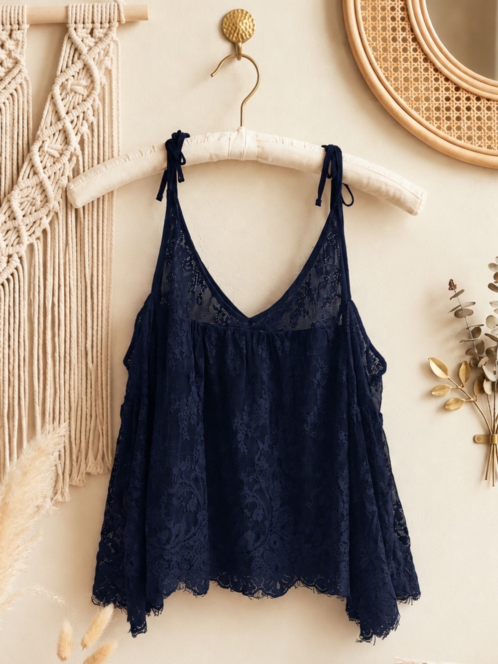 Abercrombie & Fitch Navy/Black Lace Halter Neck Cold Shoulder Blouse
